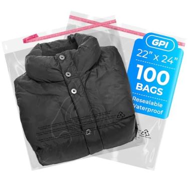 Imagem de 100 unidades - 55,88 cm x 61,04 cm sacos de poliéster extra-grandes autovedantes com aviso de asfixia, 1,5 mm, sacos plásticos transparentes com fita adesiva resselável para envio e embalagem de