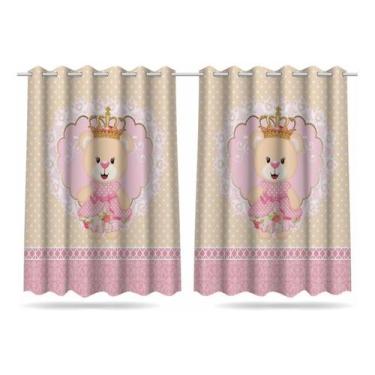 Imagem de Cortina Infantil Quarto Criança Ursinha Princesa 2,60x1,50m - Decorand