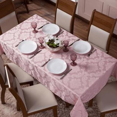 Imagem de Toalha de Mesa Tecido Jacquard 6 Lugares Retangular Elegante (1-ROSÊ)