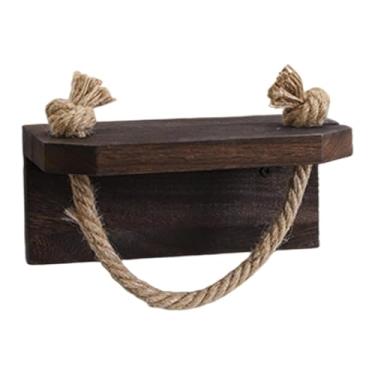 Imagem de SiaBiced Suporte para papel higiênico com prateleira, suporte para rolo de papel higiênico, organizador criativo para banheiro, porta-lenços de madeira para, Preto