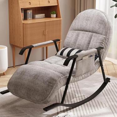 Imagem de Cadeira confortável para quarto, cadeira de cadeira deslizante, cadeira de leitura, cadeira de cadeira interna, com suporte de 300 kg, com almofada acolchoada, para leitura de dor, cinza claro, One