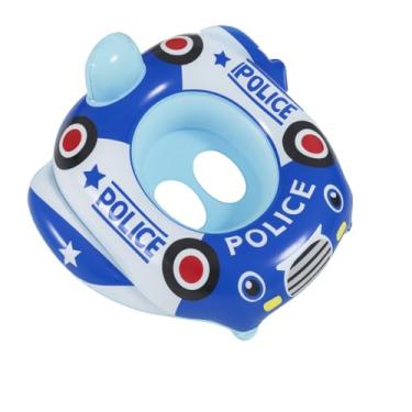 Imagem de Boia Inflável Infantil com Assento – Modelos Animais, Carros, Unicórnio, Tubarão e Muito Mais – Brinquedo de Piscina e Praia para Crianças (Boia Inflável Polícia Azul)
