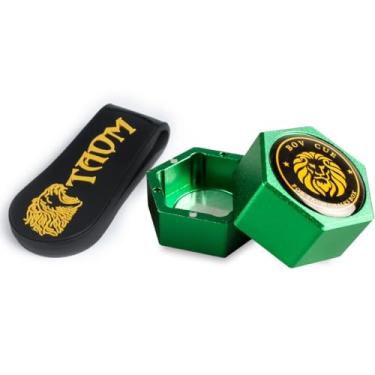 Imagem de YEUEK Suporte de giz magnético hexagonal TAOM, suporte de giz portátil para taco de sinuca para giz de predador, suporte de giz silencioso para bilhar de bilhar, estojo de giz para tacos de sinuca