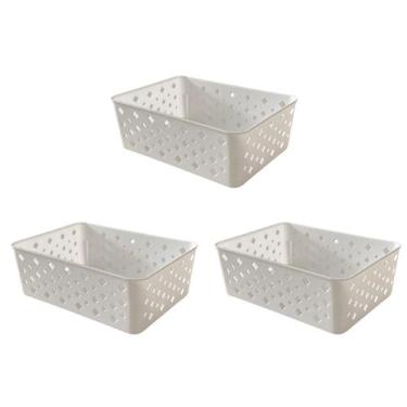 Imagem de Kit 3 Cestos Multiuso Organizador Empilhável Gaveta 19x14x6 - Trioplas