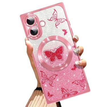 Imagem de AIGOMARA Capa de telefone para iPhone 17 de 6,3 polegadas [compatível com MagSafe] Capa de telefone de TPU macio à prova de choque resistente a arranhões para mulheres - Rosa