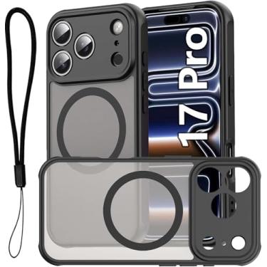 Imagem de USTIYA Magnética Capa para iPhone 17 Pro 6,3 polegadas 2025 Case Matte Acrílico Uso Resistente Protetora de Câmera Capinha Acessórios para Celular com Cordão Preto FGCX