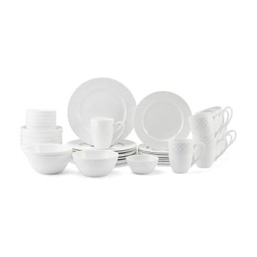 Imagem de Mikasa Conjunto de louça Trellis Bone China, leve, resistente a lascas, 40 peças, serviço para 8 pessoas