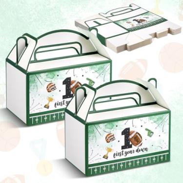 Imagem de Marspark 24 peças de decorações de primeiro aniversário de novato do ano, lembrancinhas de festa de futebol, caixa de presente de lanche de futebol, caixa de presente com alças para esportes, artigos