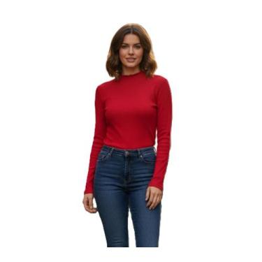 Imagem de Blusa Gola Alta e Manga Longa em Ribana Canelada Algodão - TG Camisete