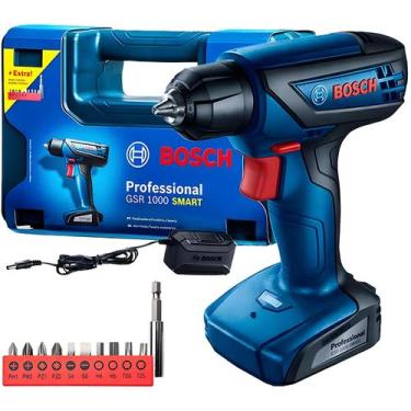 Imagem de Parafusadeira Furadeira Bateria 12v Gsr1000 C/ Maleta + Bits Azul 60hz