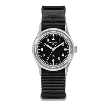 Imagem de TACTICAL FROG Militado Relógio de campo de 36 mm VH31 Japão Movt com Sweep Seconds Relógio masculino estilo militar com pulseira de nylon, 100 m à prova d'água - Série ML13/ML14, Mostrador branco/K1