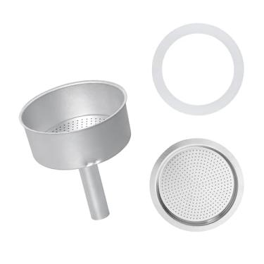 Imagem de Cesta de filtro para máquina de café expresso, funil de substituição de 3 xícaras de moka, filtro de panela moka para cafeteira Mocha com 1 filtro e 1 vedação de vedação de silicone