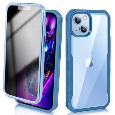 Imagem de JAGOCY Capas para smartphones compatíveis com iPhone 15, capa de corpo inteiro, transparente, antiespião, com protetor de tela de vidro temperado 9H embutido, à prova de choque, antiespião