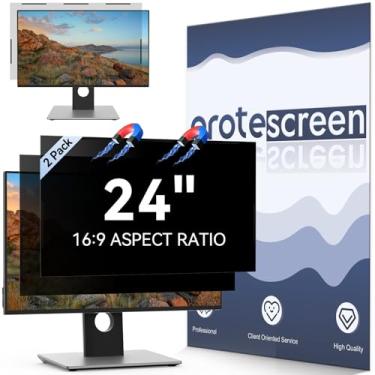 Imagem de [Pacote com 2] Filtro magnético de tela de privacidade para computador de 60 cm para monitor widescreen 16:9, proteção ocular removível, filtro de luz azul antirreflexo, película protetora de tela