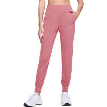 Imagem de Calça de ioga feminina Joggers MAGCOMSEN para controle de barriga rosa