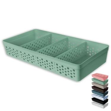 Imagem de Cesto Organizador Armário Gaveta Lavanderia Trama Rattan 33x17 c/ 3 Di