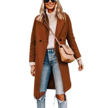 Imagem de Pea Trench Coat Tanming para mulher, mistura de lã, caramelo, tamanho 