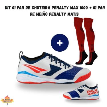Imagem de Kit 01 Chuteira Futsal Penalty Max 1000 Ecoknit CBFS + 01 Meião Penalty Matis Treino 39-44-Masculino
