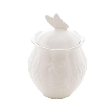Imagem de Açucareiro de Porcelana New Bone Butterfly Flower Branco 13,5x9,5cm Lyor