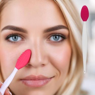 Imagem de Escova de limpeza de poros de silicone, ferramenta esfoliante facial dupla face para remoção de cravos e cuidados com a pele