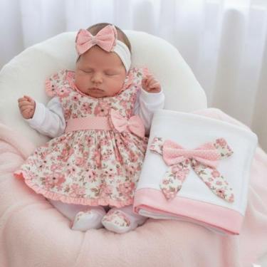 Imagem de Saída de Maternidade Menina Lindinha Floral Rosa 05 Peças - Amora Enxo