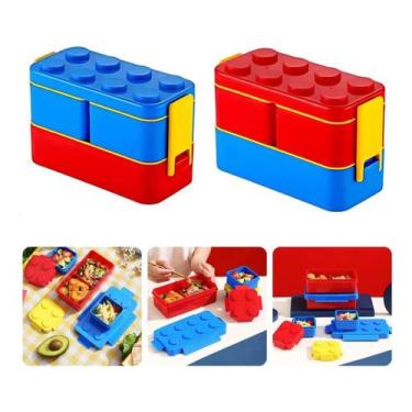 Imagem de Pote Marmita Lancheira Blocos De Montar Infantil Escolar - Lunch Box, 
