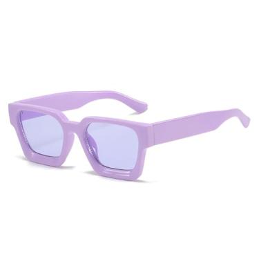 Imagem de Óculos de Sol Feminino Candy Color com Lentes Degradê e Proteção UV400, Estilo Punk, para Esportes ao Ar Livre, Corrida e Ciclismo, Cor Roxa