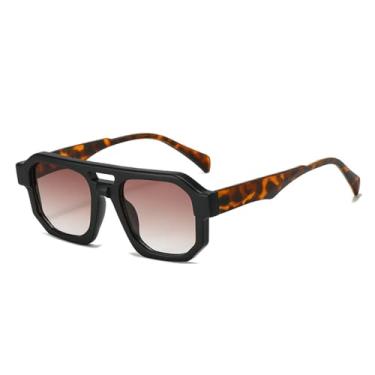 Imagem de Óculos de Sol Femininos com Ponte Dupla e Lentes Degradê Transparentes, Estilo Punk Masculino com Proteção UV400 para Esportes ao Ar Livre, Corrida e Ciclismo, Cor Preto Fosco