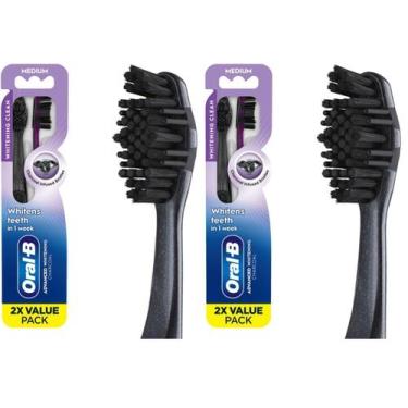 Imagem de Escova de dentes Oral-B Charcoal Medium, pacote com 2 unidades, branqu