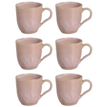 Imagem de Jogo 6 Canecas Rosas 273ml Cerâmica Xícaras Chá Porto Brasil Litchi De