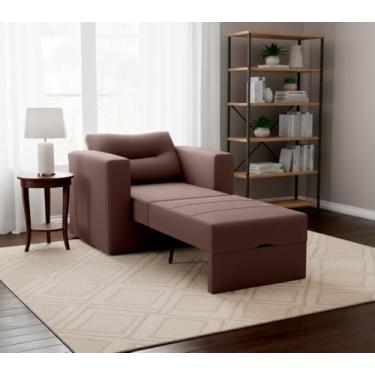 Imagem de Poltrona Cama Solteiro Retrátil Marissol Veludo Premium Marrom Sofisticado