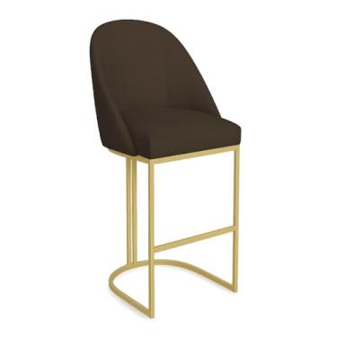 Imagem de Banqueta Alta Bela Suede Base Metálica Industrial Dourado - Pallazio