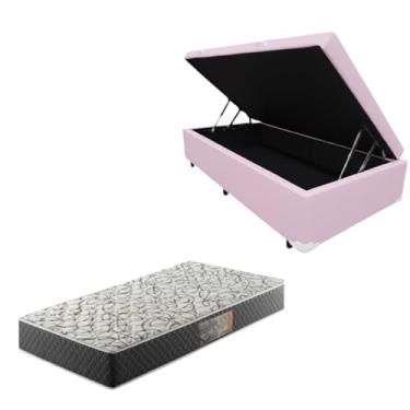 Imagem de Cama Box Baú Blindada com Colchão de Espuma D33 20cm (CORINO ROSA, Solteiro)
