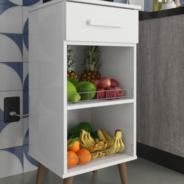 Imagem de Balcão Multiuso De Cozinha Fruteira Com Gaveta E Suporte Para Bebedouro Compacto Com Pés Palito(BRANCO)