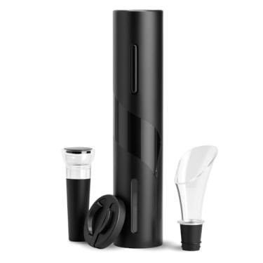 Imagem de Abridor de Vinho Elétrico Automático 4 Pilhas AA, Kit Completo com Aerador, Cortador de Lacre e Tampa a Vácuo, Design Fosco em Alumínio, Portátil, Abertura em 10 Segundos