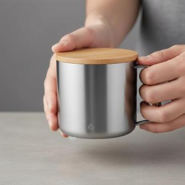 Imagem de Caneca Térmica Inox Prata 380ml – Bamboo Line