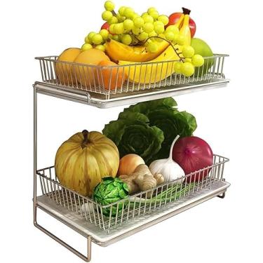 Imagem de Cesta De Frutas De Metal Kostig De 2 Camadas, Tigela De Frutas, Cestas De Pão, Suporte De Frutas De Aço Inoxidável 304 Destacável, Cestas De Armazenamento De Cozinha