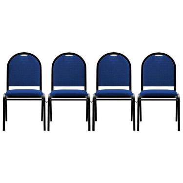 Imagem de Kit 4 Cadeiras Hoteleiras Auditório Empilhável Linho M23 Azul - Mpozenato