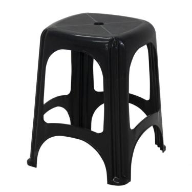 Imagem de Kit 8 Banqueta Tramontina Niteroi Em Polipropileno Preto