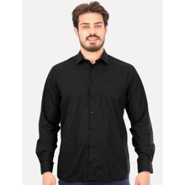 Imagem de Camisa Dudalina Masculina Slim Botão Cristal Swarovski Preta-Masculino