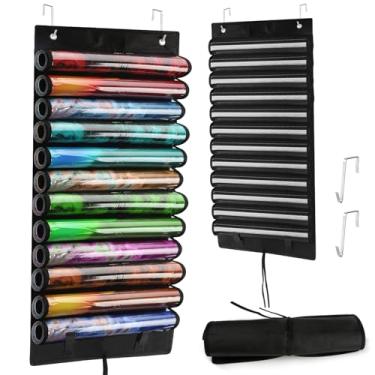 Imagem de Moccool Playmat Tube Storage Bag with 12+1 Slots Holder, Hangable Playmat Holder Transparent Plastic Slot Organizer Rack for MTG/TCG/RPG with 2 Hooks, Durable & Dust-Proof Door Mount Fits 13 Game Mats