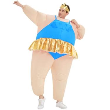 Imagem de JYZCOS Fantasia de bailarina inflável para adultos com fantasia de fantasia de Halloween, Azul, Large