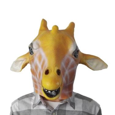 Imagem de Máscara de cosplay com cabeça de girafa realista para festa de Hallowe