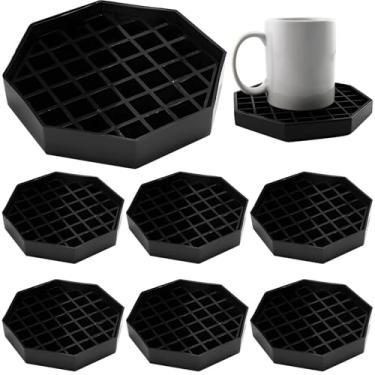 Imagem de Bandejas de gotejamento para barra de café, 8 peças, porta-copos octogonais de plástico, 10,5 × 10,5 × 2 cm/10,4 x 10,4 x 2 cm, prevenção de transbordamento, xícaras de café ideais para