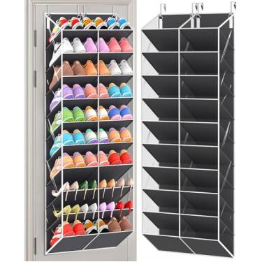 Imagem de UVIAHOMI Organizador de sapatos transparente sobre a porta, 20 bolsos grandes e profundos, serve para 20 a 30 pares de porta-sapatos, suporte para armário com capacidade para até 36 kg, pendurado em