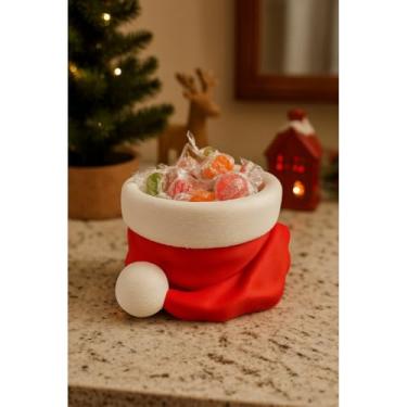 Imagem de Caixa de Natal，Decoração Pote Gorro Papai Noel，Acessórios de Mesa, Essenciais para o Mobiliário(10cm)