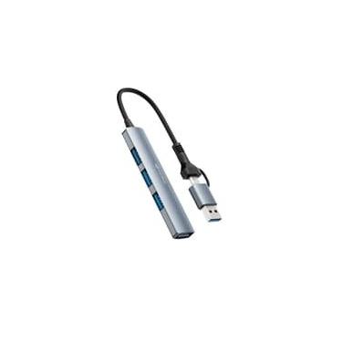 Imagem de HUB C3Tech USB-C/A 3.0, para 1x USB 3.0, 3x USB 2.0, Prata - HU-C500GY