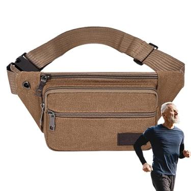 Imagem de Bolsa de cintura masculina, Bolsa de cintura de lona, Fanny Packs Cintura Pochete Bolsa para Caminhadas Ciclismo Jogging Hunya