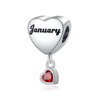 Imagem de TCHYUN Pingente de coração de flor mensal compatível com pulseira Pandora presente de aniversário para ela