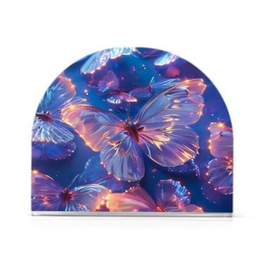 Imagem de Qilmy Lindo porta-guardanapos de borboleta azul dourado para mesas - porta-guardanapos para cozinha, porta-guardanapos de mesa, porta-guardanapos de coquetel, porta-guardanapos de papel253